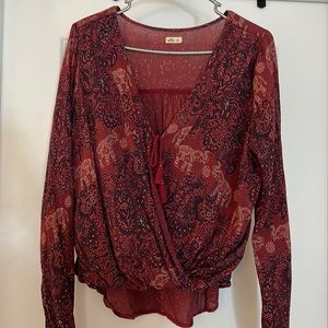 Hollister tie front blouse